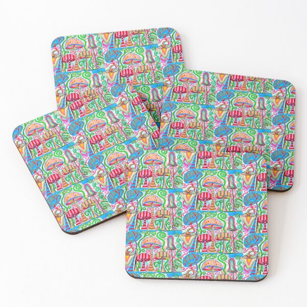 Item preview, Bright fluffy mushrooms designed and sold by allicatcorreia.