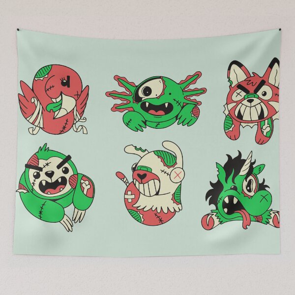 Item preview, Cute Zombie Animals // Sloth Llama Unicorn Fox Axolotl Parrot // Funny Halloween Animals designed and sold by SLAG-Creative.