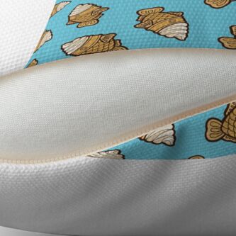 Alternate view of Taiyaki Icecream Fish Pattern on Blue Throw Pillow