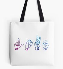 ASL "Love" Watercolour Purple Tote Bag