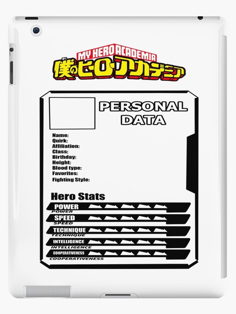 My Hero Academia Personal Data Ipad Case Skin For Sale By Rays95 Redbubble
