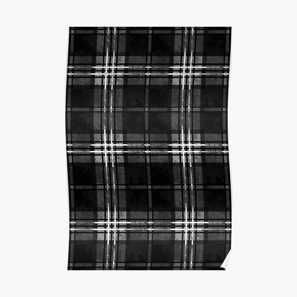 Gray Black Plaid Tartan Pattern Poster