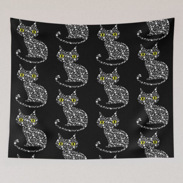 Item preview, Black Cat with Skulls & Skeletons Tattoo Pattern designed and sold by Epitome Girl.