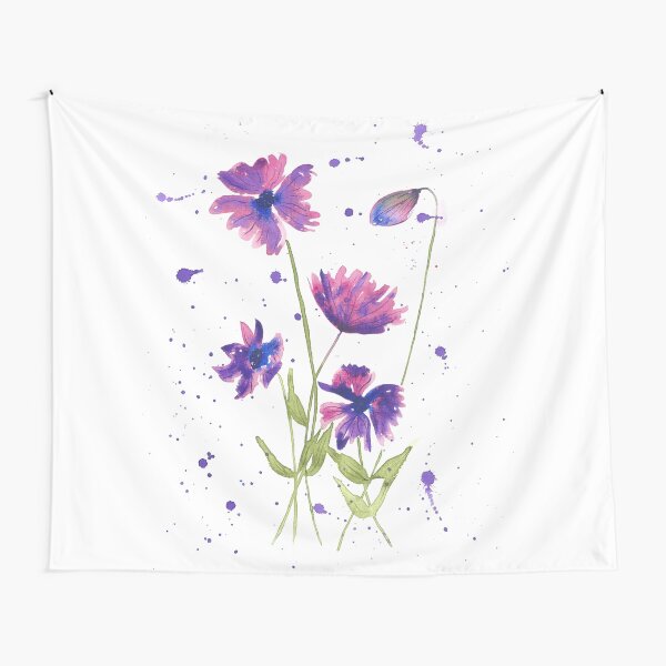 Watercolor painting of loose purple flowers Tapestry