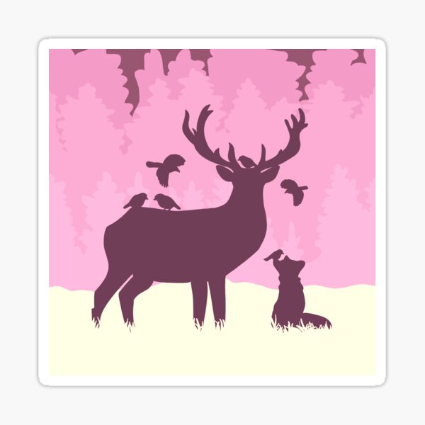 Forest scene in pink Sticker
