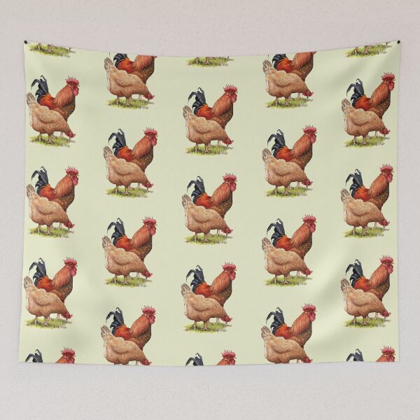 Item preview, Rooster and Hen, Chicken Art, Illustration Poultry, Farm Animals designed and sold by JoyfulWhimsy.