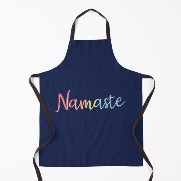 Item preview, Rainbow Namaste quote written in cursive with dark blue shadow background designed and sold by Zendays.