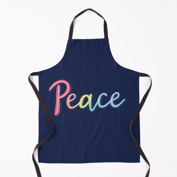 Item preview, Rainbow Peace quote written in cursive with dark blue shadow background designed and sold by Zendays.