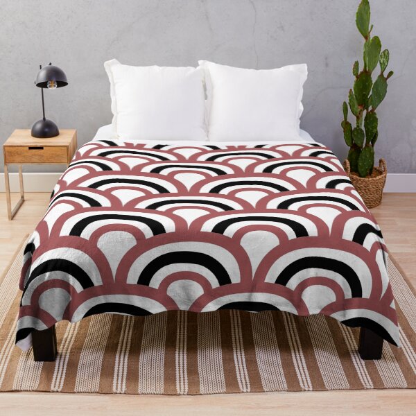 Item preview, Red Black White Retro Scallop Stripe Pattern 2022 Color Trends Behr Lingonberry Punch M150-6 - Trending Colours designed and sold by ColorOfTheYears.