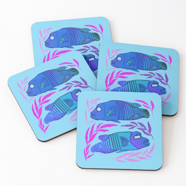 Item preview, Humphead Wrasse - Blue and Purple Aquatic Life Fish Illustration  designed and sold by TheRainbowRoom.