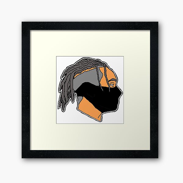 black mask man with black braids Framed Art Print