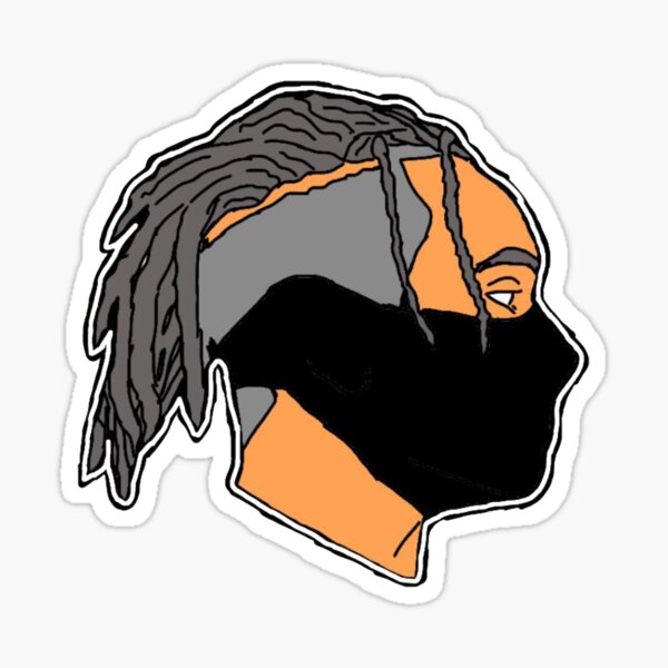 black mask man with black braids Sticker