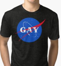 Camiseta de tejido mixto Nasa Gay Pride Logotipo