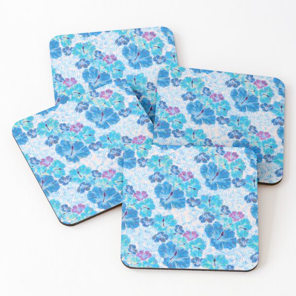 Item preview, Hawaiian Blue Tropical Hibiscus Pattern designed and sold by sunnthreads.