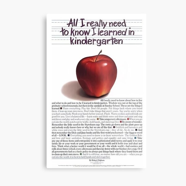 Everything All I Really Need To Know I Learned In Kindergarten Metal Print