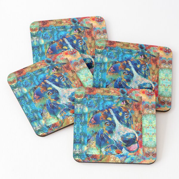 Artikelvorschau, Fröhlicher Jack-Russell-Terrier-Hund, buntes Mosaik entworfen und verkauft von Sharon Cummings Art.