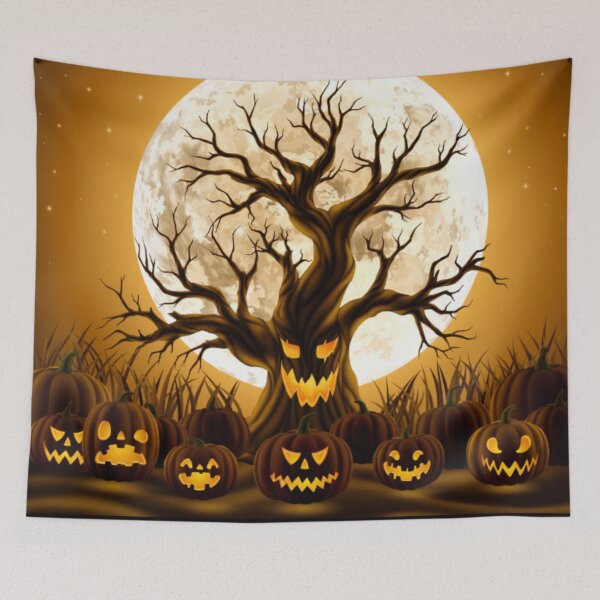 Item preview, Spooky Evil Tree with Jack-O-Lanterns - Scary Halloween designed and sold by WearWolfDesigns.