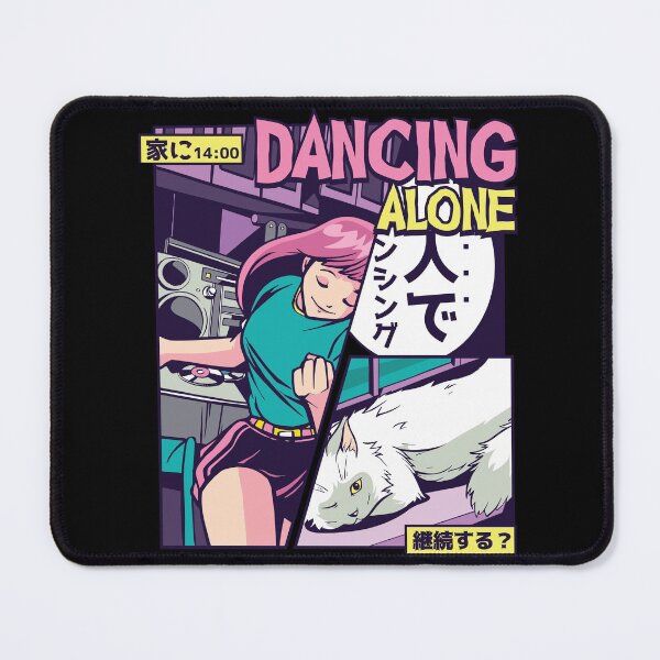 Item preview, Anime Vaporwave Dancing Alone Girl with White Cat Comic designed and sold by MadMando.