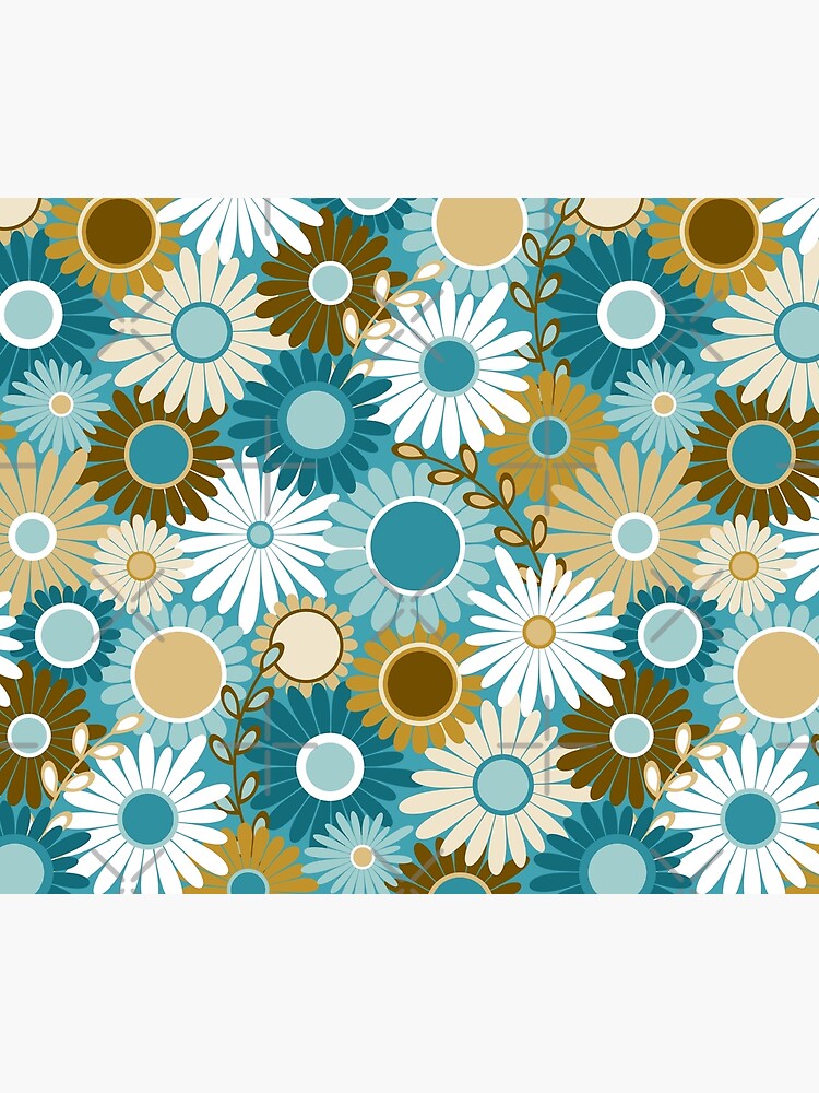 Blue Flower Pattern Kraft Wrapping Paper