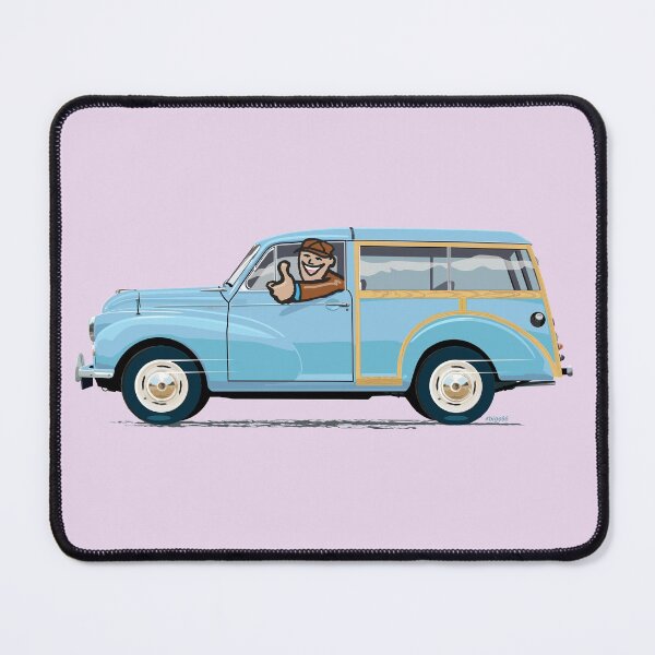 Bermuda Blue Morris Minor Traveller (left hand drive) Mouse Pad