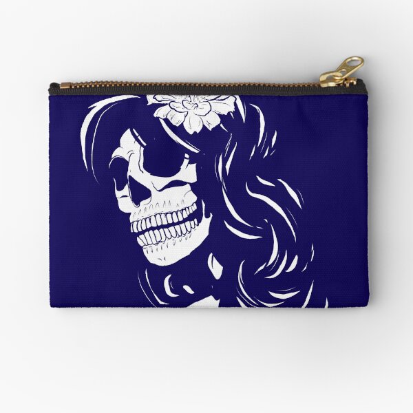 Skull woman blue Zipper Pouch