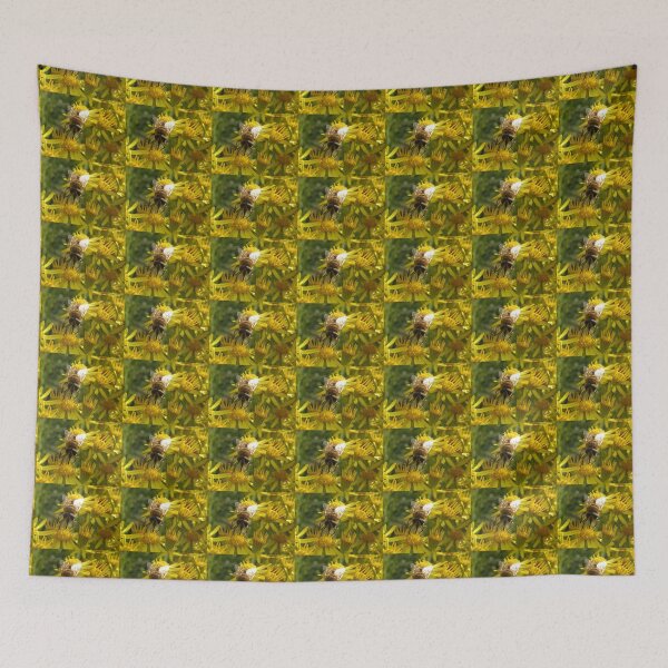 Item preview, Hoverfly Feeding on Yellow Flowers Photograph designed and sold by naturegallery.