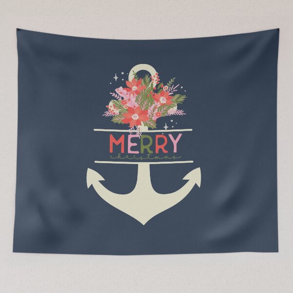 Aperçu de l'œuvre Joyeux Noël Floral Ancre créée et vendue par SharksOnShore.