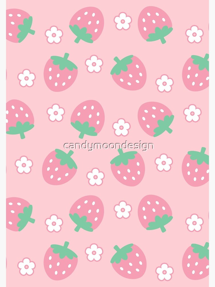 Strawberries Pink Flowers Dots Kawaii Cute Pastel Spiral Notebook for Sale  by candymoondesign