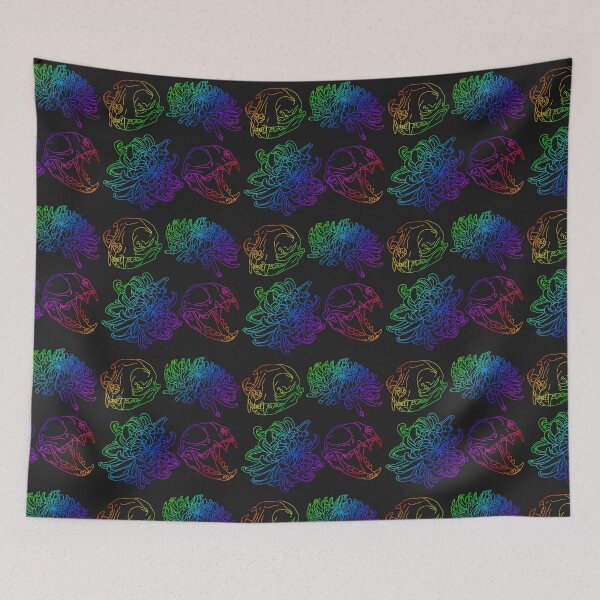 Item preview, Pride Chrysanthemum Cat Skull Pattern Print Art (Rainbow) designed and sold by http3-14ka.