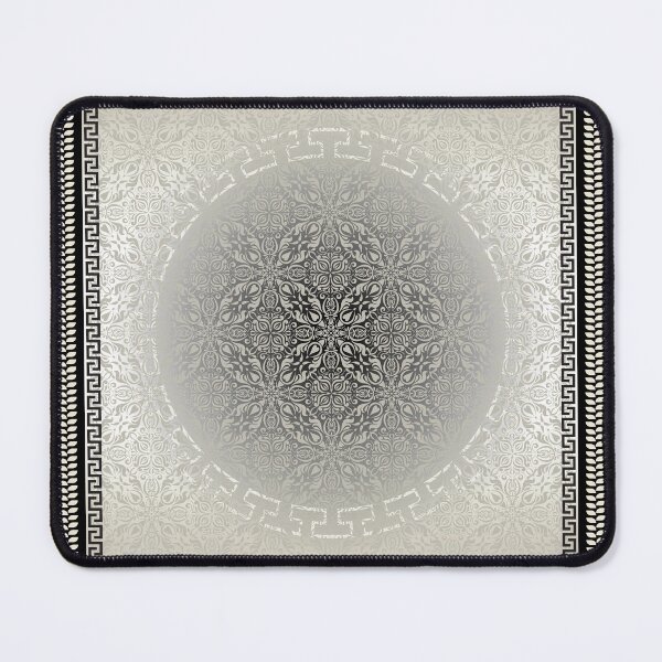 Item preview, Greek Keys Cream Black Floral 2 Pattern designed and sold by Yiorgos Designs.