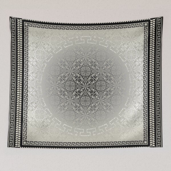 Item preview, Greek Keys Cream Black Floral 2 Pattern designed and sold by Yiorgos Designs.