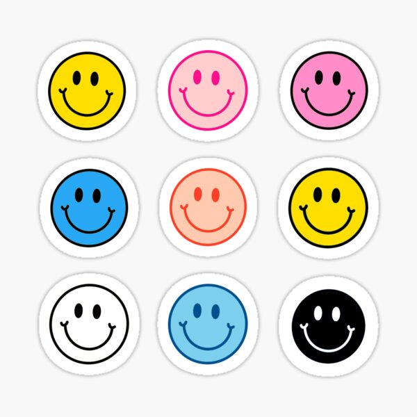 Blue Happy Face Sticker