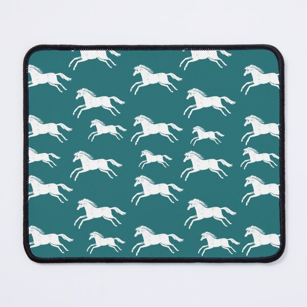 Item preview, White horses on teal designed and sold by marthaseahorse.