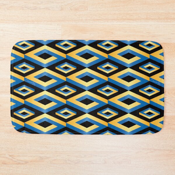 Item preview, PENROSE CUBE V1 Loop PatterN - GOLD and BLUE on BLACK Background (v1 GOLDBLUE on BLACK) © designed and sold by DesignsByLawerg.