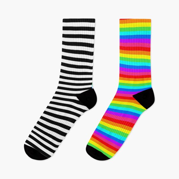 Item preview, Mismatched stripes (Black/White and Rainbow) designed and sold by Merri Barnousky.