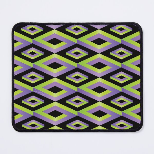 Item preview, PENROSE CUBE V1 Loop Pattern - GREEN and PURPLE on BLACK Background (v1 GREENPURPLE on BLACK) © designed and sold by DesignsByLawerg.