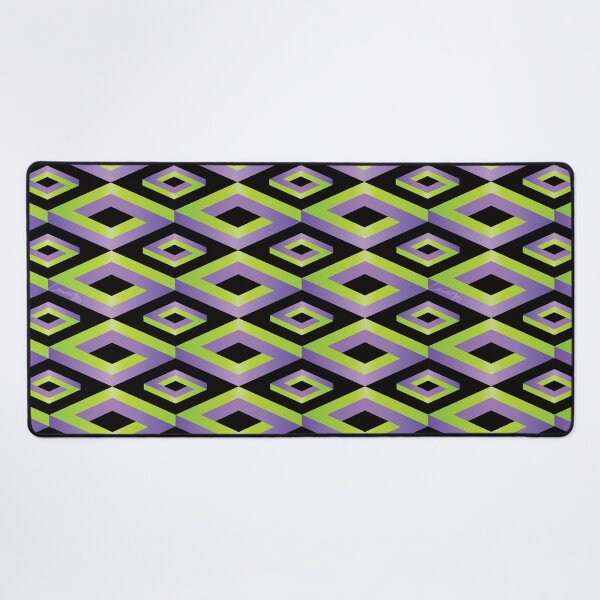 Item preview, PENROSE CUBE V1 Loop Pattern - GREEN and PURPLE on BLACK Background (v1 GREENPURPLE on BLACK) © designed and sold by DesignsByLawerg.