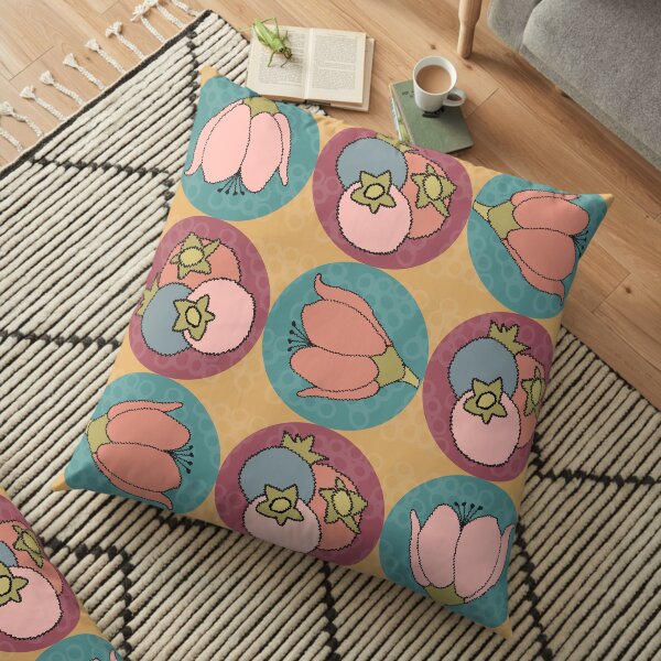 Berries & Blooms in Pastel Colors Floor Pillow