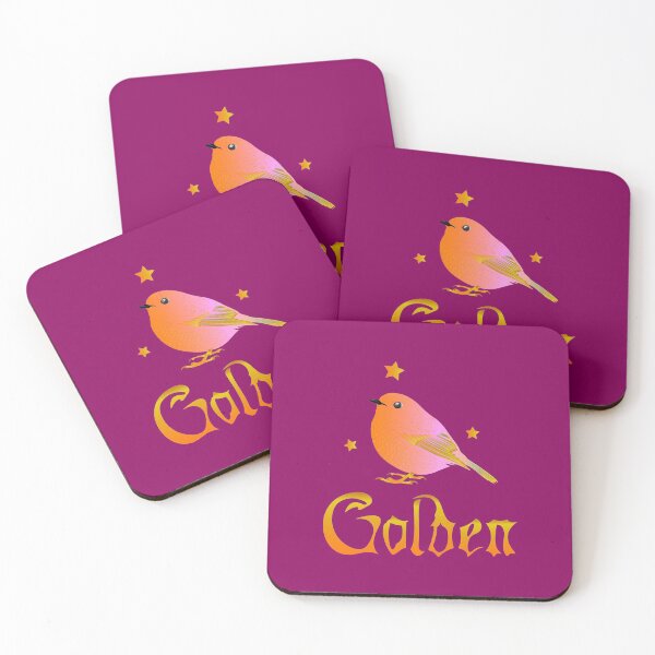 Artikelvorschau, Vogelmuster mit goldenem Buchstaben entworfen und verkauft von crevettedesign.
