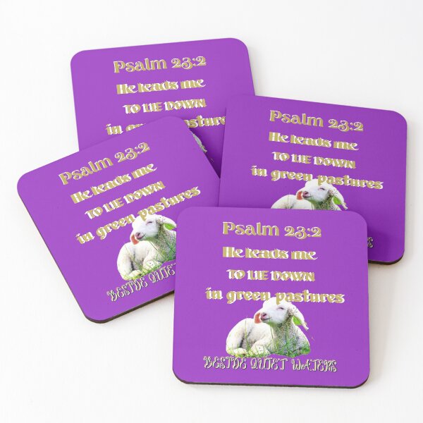 Item preview, Psalm 23:2 He Leads me to lie Down Merchandise in Gold/White on Violet Purple (Excluding T-shirts) designed and sold by oorwinning.