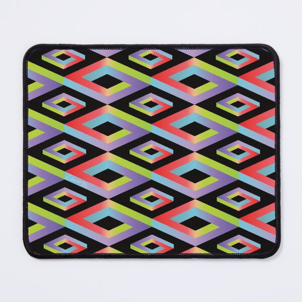Item preview, PENROSE CUBE V1 Loop Pattern - MULTI-COLOURED #1 on BLACK Background (v1 MC#1 on BLACK) © designed and sold by DesignsByLawerg.
