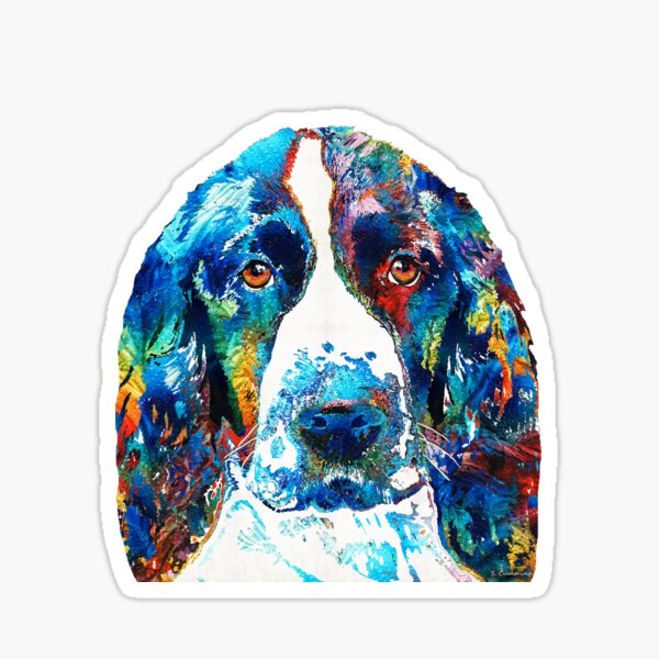 Colorful English Springer Spaniel Dog by Sharon Cummings Sticker