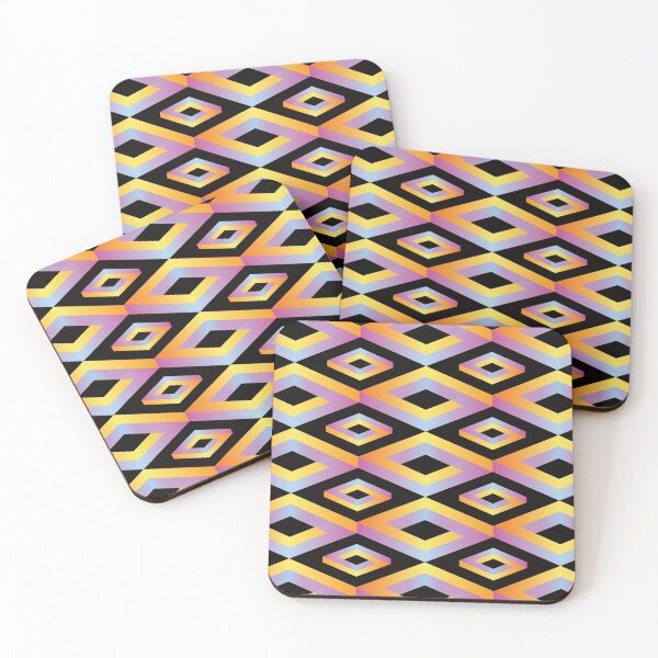 Item preview, PENROSE CUBE V1 Loop Pattern - MULTI-COLOURED #2 on BLACK Background (v1 MC#2 on BLACK) © designed and sold by DesignsByLawerg.