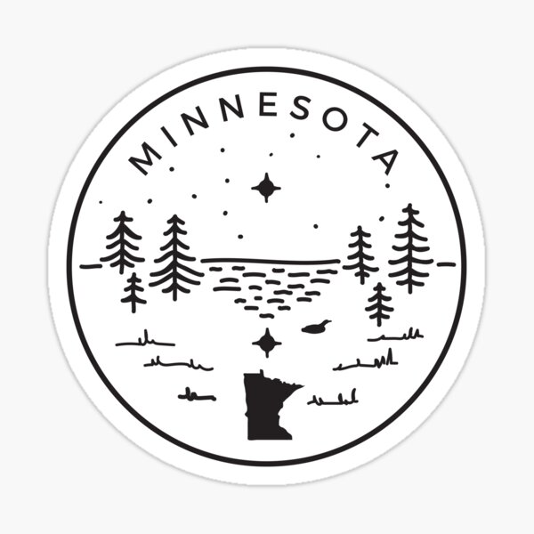 Insignia de Minnesota - Estrella del Norte (Negro / Blanco) Pegatina