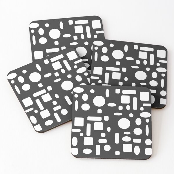 Item preview, Copy of All-Over White Circles, Oblong Shapes, Square Shapes on a Black background Design designed and sold by ThisNThatImages.