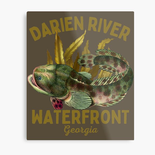 Darien River Waterfront Georgia, Light Brown Text- Vacation / Fishing Metal Print