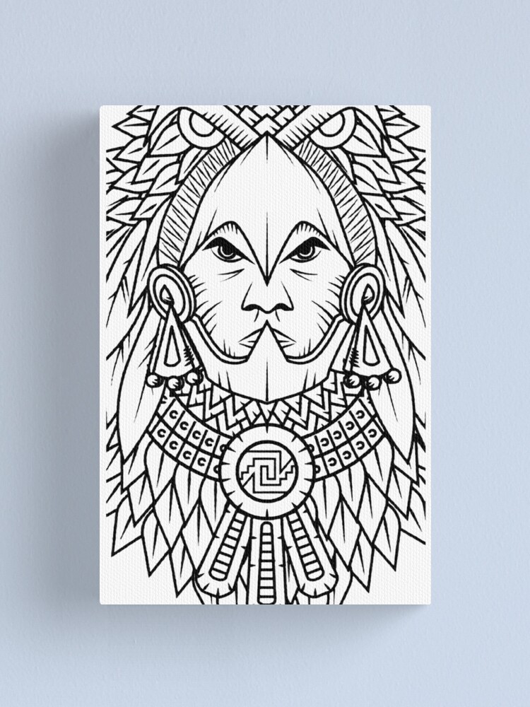 Lienzo «Guerrero azteca o Caballero águila (tinta negra)» de sticks-and-ts  | Redbubble