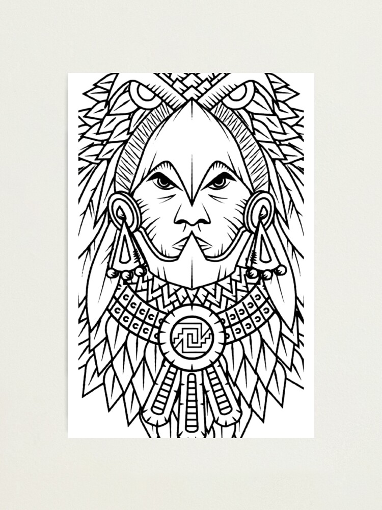 Lámina fotográfica «Guerrero azteca o Caballero águila (tinta negra)» de  sticks-and-ts | Redbubble