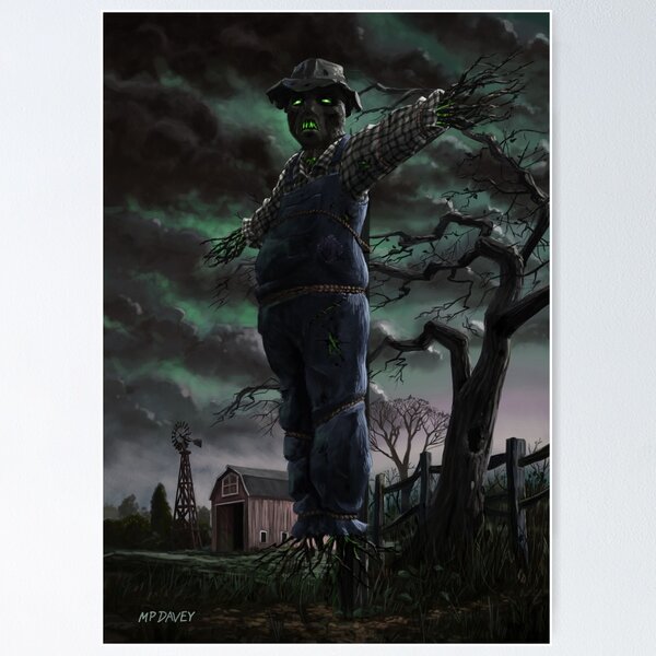 Scary Scarecrow in field Poster
