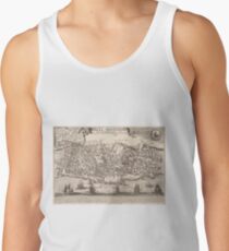 Camisetas de tirantes para hombre Mapa pictórico vintage de la ciudad de Nueva York (1672)